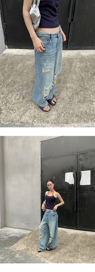buckle wide jeans