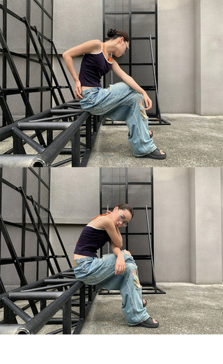 buckle wide jeans
