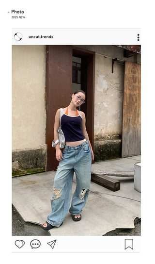 buckle wide jeans