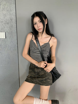 striped spaghetti Top