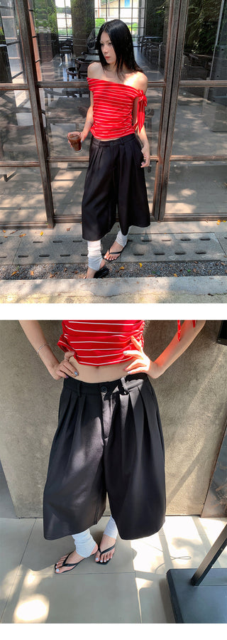 pleated wide pants