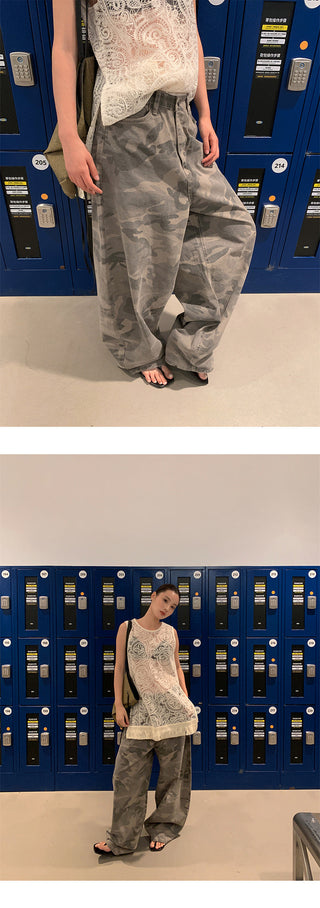 camouflage wide pants