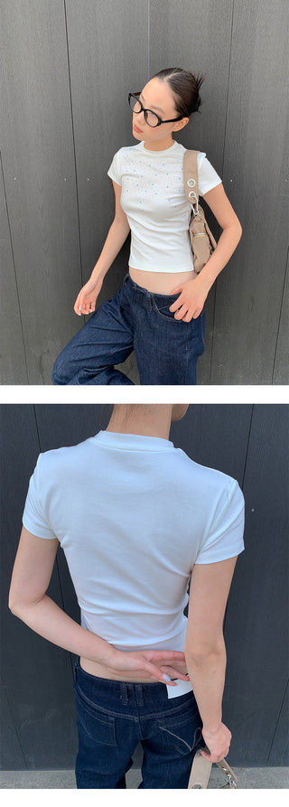 rhinestone short Tops