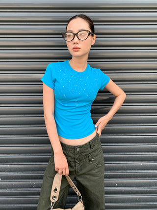 rhinestone short Tops
