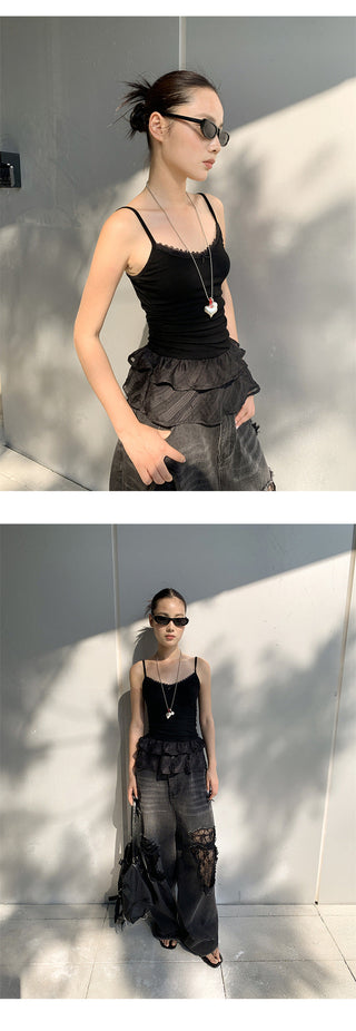 lace hem Top