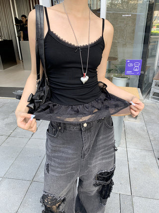 lace hem Top