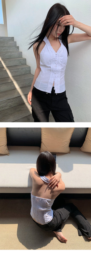 ruffled spaghetti Top