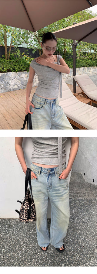 yellow distressed jeans