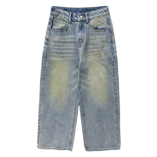 yellow distressed jeans