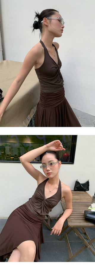 V-neck knot halter