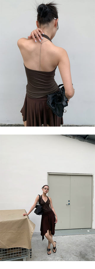 V-neck knot halter