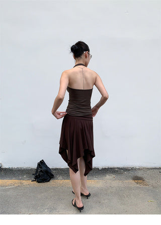 V-neck knot halter