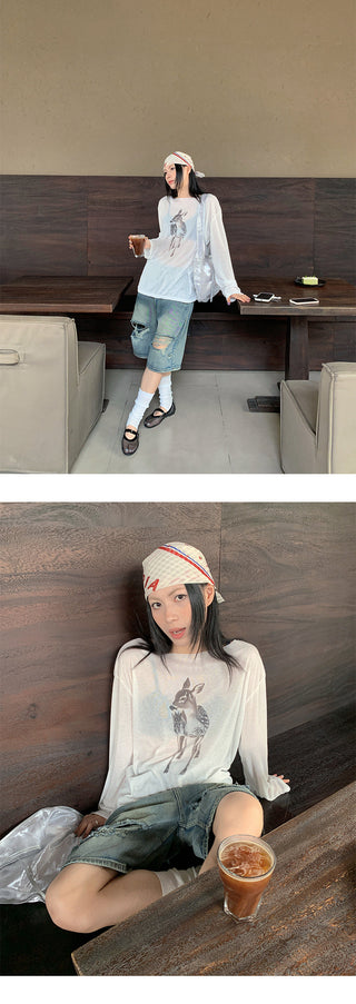 deer print blouse