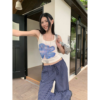 drawstring plaid pants