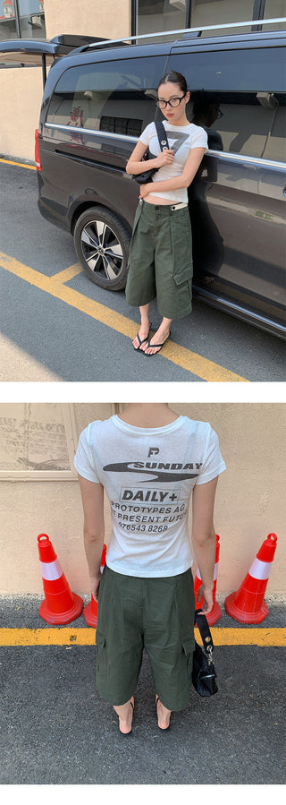 letter printed Tops