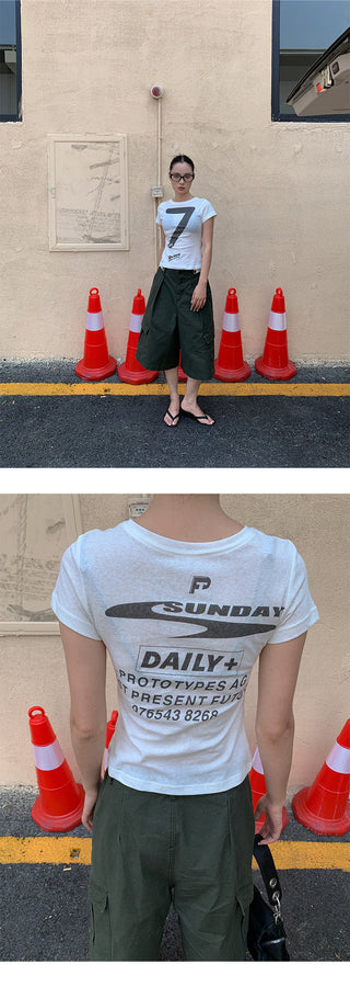 letter printed Tops