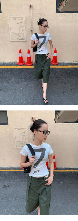 letter printed Tops