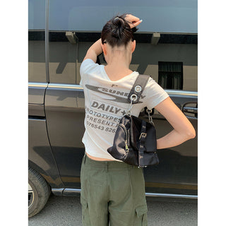 letter printed Tops