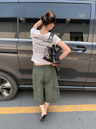 letter printed Tops
