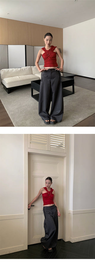 striped suit pants