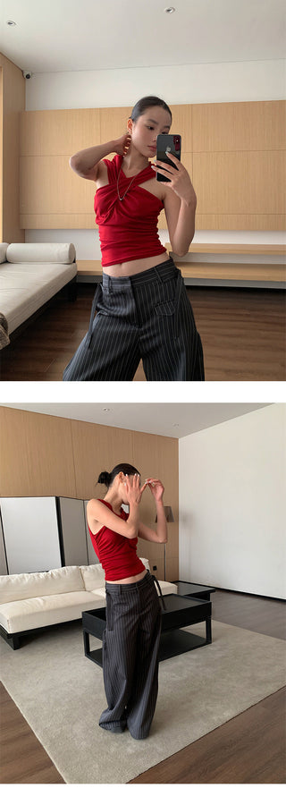striped suit pants