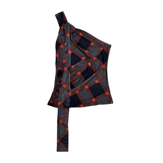 tie-neck plaid Top