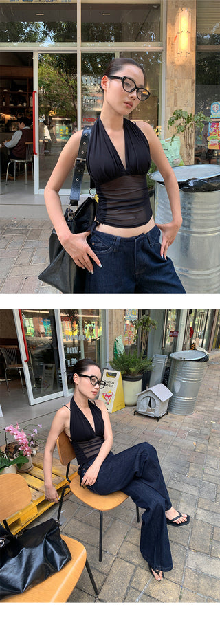 pleated mesh Top