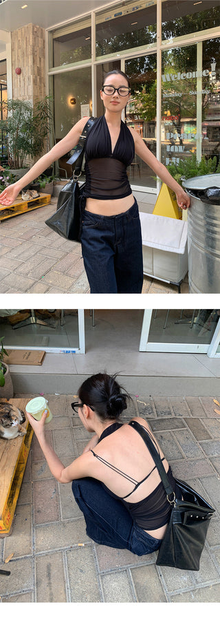 pleated mesh Top