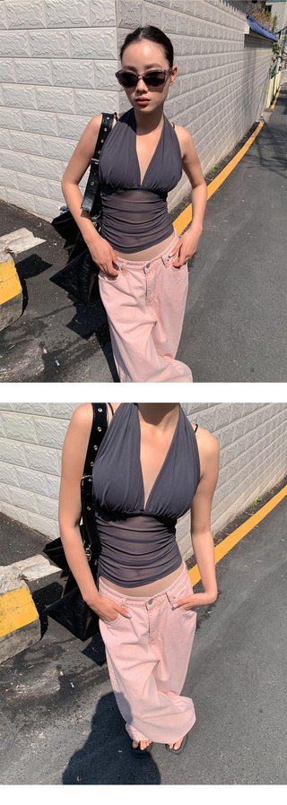 pleated mesh Top