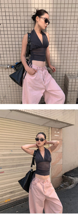 pleated mesh Top
