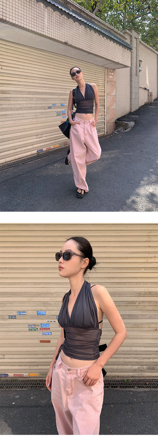 pleated mesh Top