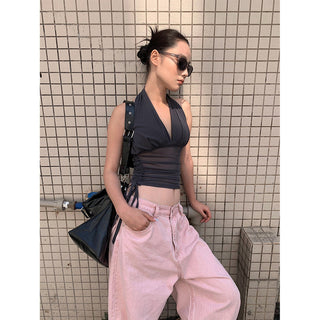 pleated mesh Top