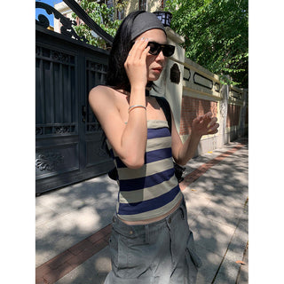 stripe halter Top