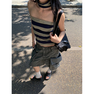 stripe halter Top