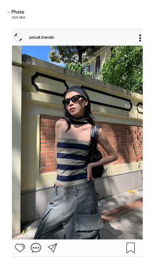stripe halter Top