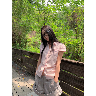 pleated plaid shirt