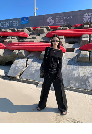 zipper wide pants