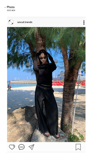 zipper wide pants
