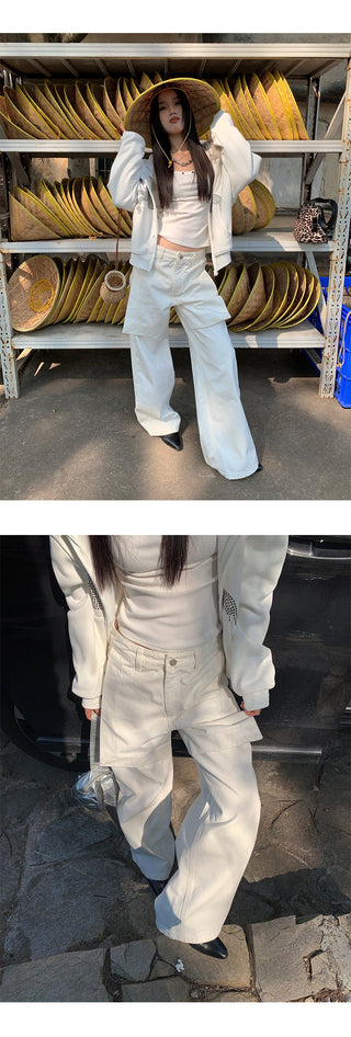 patchwork wide pants