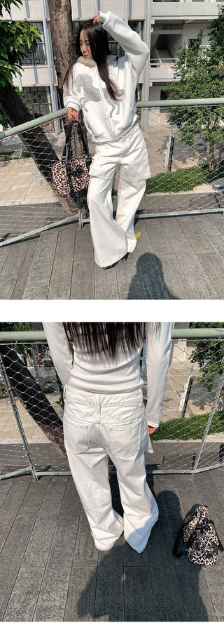 patchwork wide pants