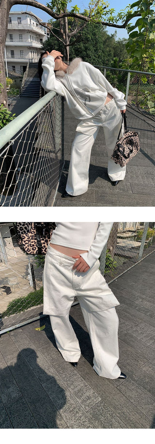 patchwork wide pants