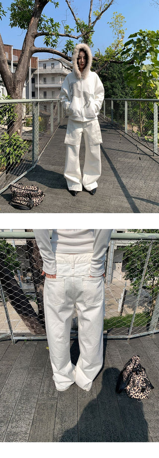 patchwork wide pants