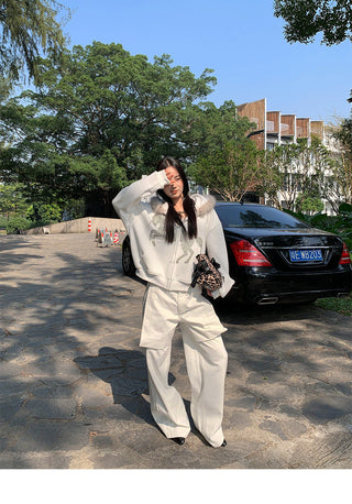patchwork wide pants
