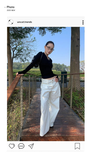 patchwork wide pants