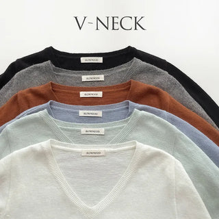 (U/V neck) wool knit - 6 colors