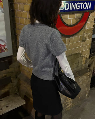 Bouclé short-sleeved cardigan