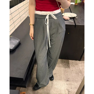 Striped wide-fit pants