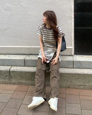 Cargo wide cotton pants
