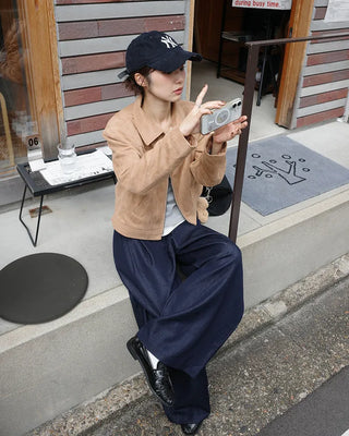 Suede cropped jacket