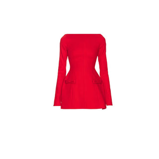 Long sleeve bowknot solid mini dress